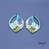 Paire de charm cuivre émaillé pour boucles d'oreille -  vert / bleu vert/ violet / blanc / jaune - paquerettes