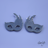 Pair of enameled copper charm earrings - green/purple/olive background - Venetian Mask - Wisteria