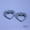 Pair of enameled copper charm earrings - purple/green/purple/olive background - Hearts - wisteria style
