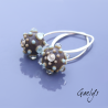 Caominth - boucles d'oreille perles ronde chocolat et vert d'eau - picots bulles