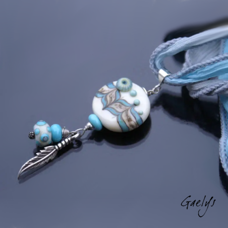Dancing Horse - Indian-inspired lampwork pendant - silver