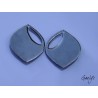 Paire de charm cuivre émaillé pour boucles d'oreille - fond pêche / fleur pêche / feuillage