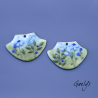 Pair of enameled copper charm earrings - periwinkle blue and green/olive green background