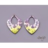 Paire de charm cuivre émaillé pour boucles d'oreille - vert / violet / mauve / bleu ciel