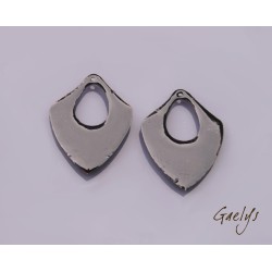 Paire de charm cuivre émaillé pour boucles d'oreille - vert / violet / mauve / bleu ciel
