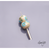 Lampwork Flower Beads - Round Bead Duo - Nude / Foliage / Turquoise Blue Daisies / Yellow