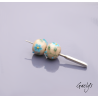 Lampwork Flower Beads - Round Bead Duo - Nude / Foliage / Turquoise Blue Daisies / Yellow