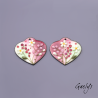 Paire de charm cuivre émaillé pour boucles d'oreille - fond rose / Pourpre / vert doux / ivoire / rose