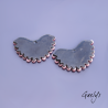 Paire de charm cuivre émaillé pour boucles d'oreille - fond bleu menthe / rose fushia - dentelle et perlé