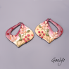 Paire de charm cuivre émaillé pour boucles d'oreille - fond corail (pêche) / Pourpre
