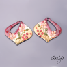 Paire de charm cuivre émaillé pour boucles d'oreille - fond corail (pêche) / Pourpre