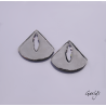 Paire de charm cuivre émaillé pour boucles d'oreille - fond rose / vert doux  / pourpre / blanc - paquerette et glycine