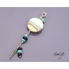 Larme sereine - pendentif  lampwork inspiration indienne -  Galet lampwork ivoire motif plume - murine