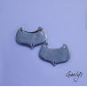 Paire de charm cuivre émaillé pour boucles d'oreille - fond  vert , violet - feuillage, glycine