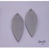 Pair of enameled copper charm earrings - black background / olive leaf - long leaf
