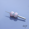 Lampwork Flower Beads - Round Bead Duo - Translucent Pink / Foliage / Pink Flowers