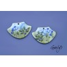 Pair of enameled copper charm earrings - periwinkle blue and green/olive green background