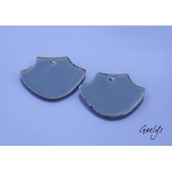 Pair of enameled copper charm earrings - periwinkle blue and green/olive green background