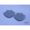 Pair of enameled copper charm earrings - periwinkle blue and green/olive green background