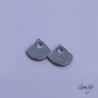 SMALL - Pair of enameled copper charm earrings - sky blue background - pink flowers with red heart - foliage